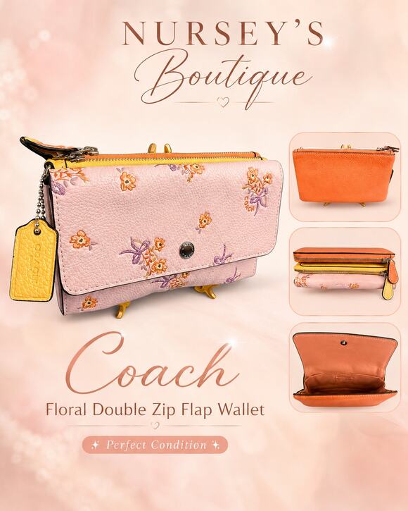 Coach Handbags - Coach Triple Small wallet in colorblock with floral bow print 29608